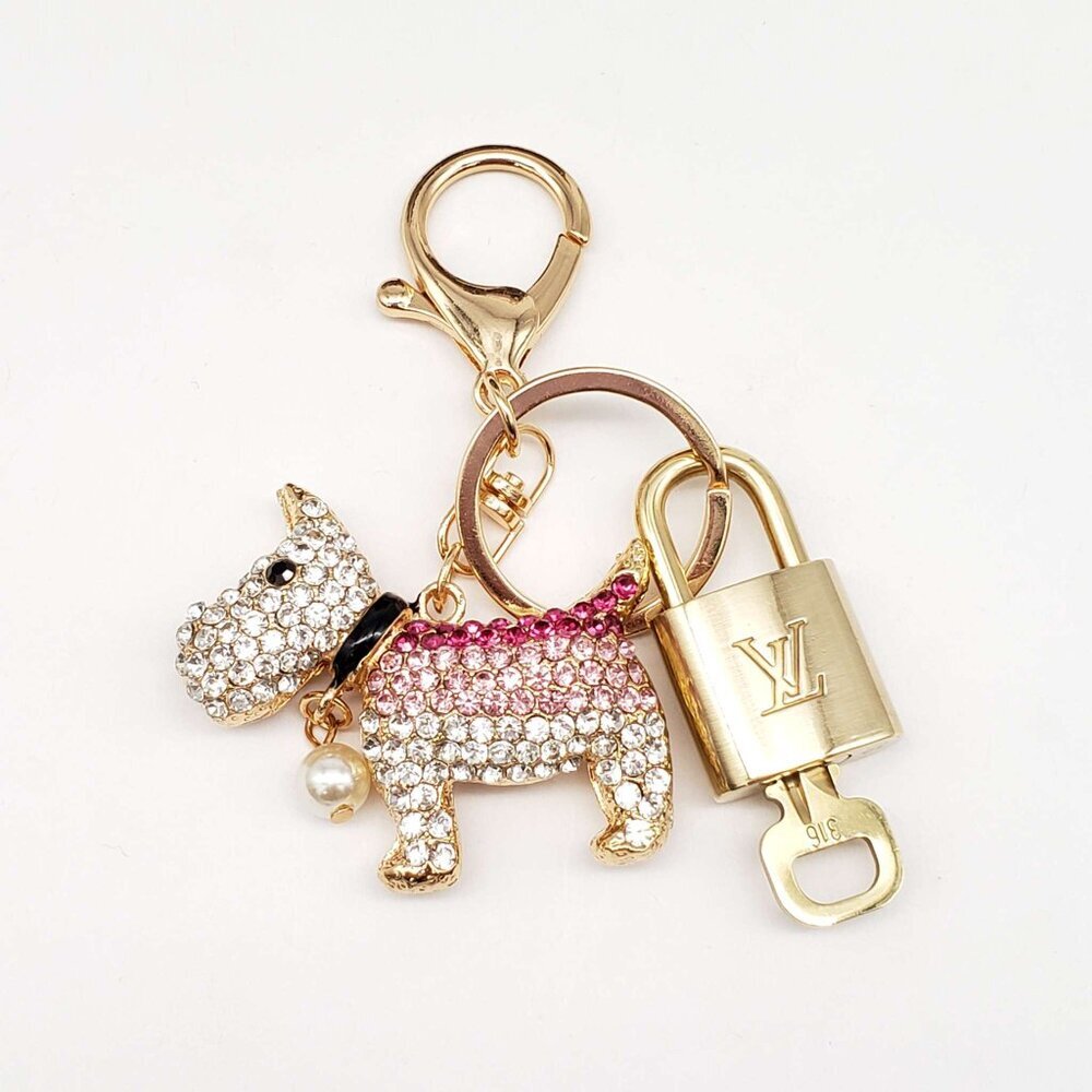 Authentic Louis Vuitton Gold Padlock 🔒 Shiny LV Key + Bag Unbranded Dog Charm